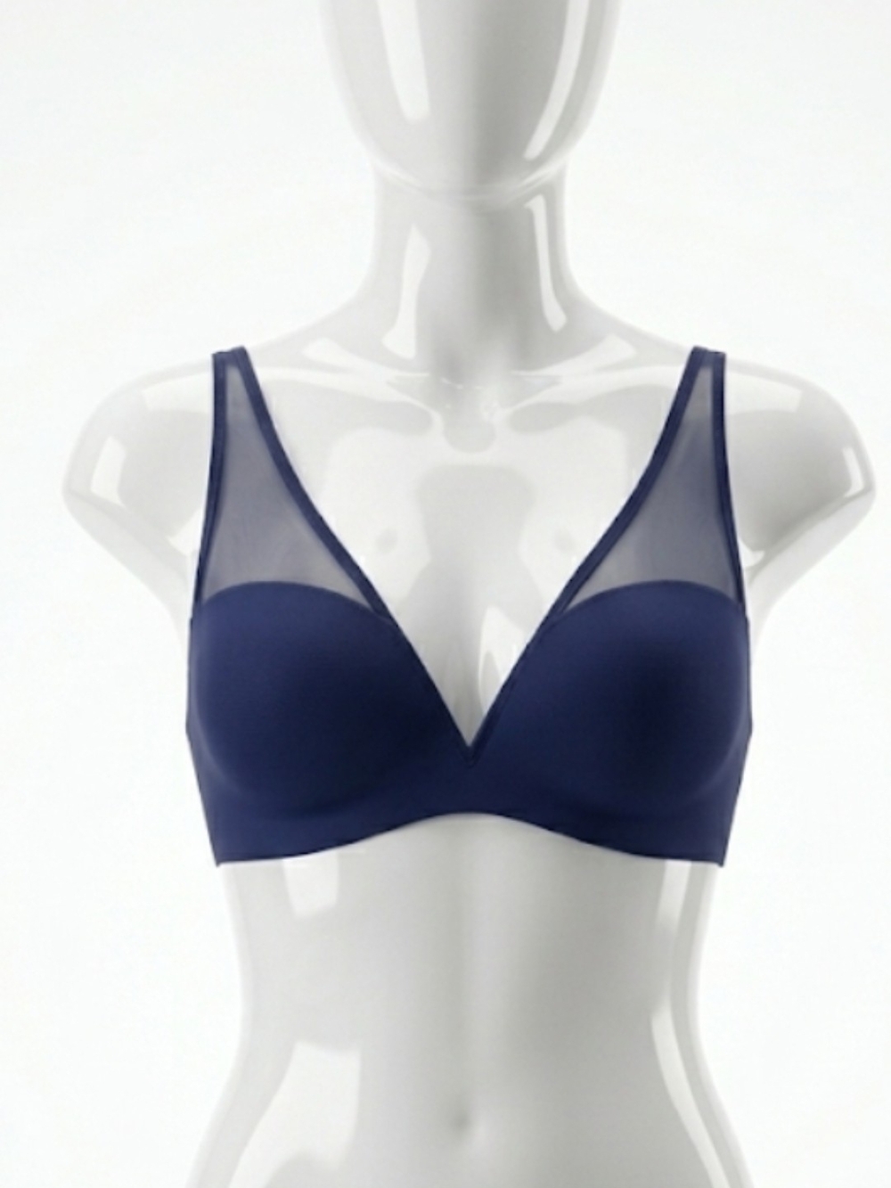 Uniqlo Dark Navy Blue Wireless 3D Bra with Sheer Panels 34B to 36C NWT
